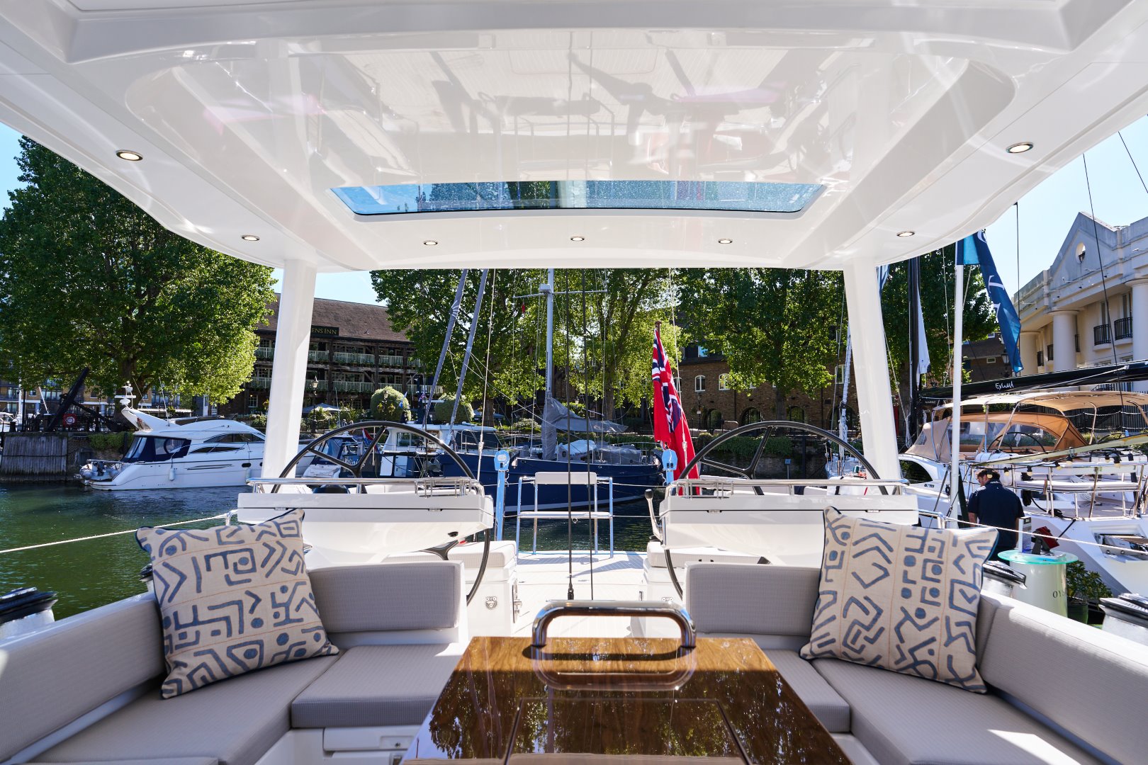 Oyster Yachts luxury sailing yachts displayed at St Katharine Docks in London